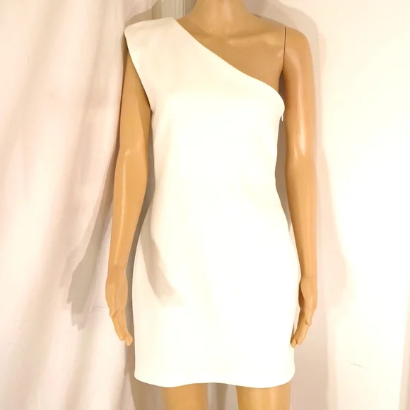 🔥 NWT Amanda Uprichard White Ivory/White One Shoulder Dress. - Picture 2 of 12
